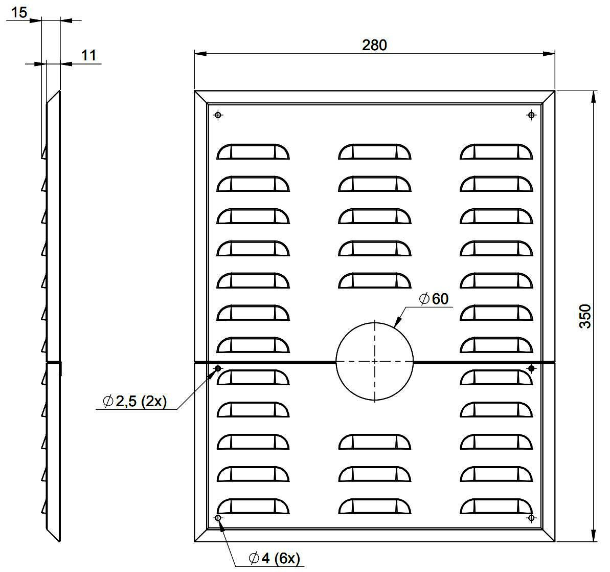 MHG Wandblende mit Hinterlüftung DN60,f.Abgasleitung AWT