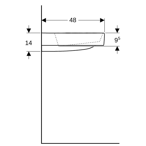 Geberit ONE WT 90x48cm, CleanDrain, Ablg.re m. Hl., o. Ül., weiß, KeraTect/weiß glzd