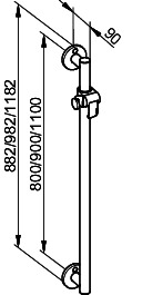 KEUCO Brausestange Plan Care 34912,komplett mit Br.-Schieber,silber-eloxiert, 882 mm