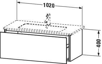 DU WTU wandhängend L-Cube 481x1020x400mm 1 Auszug, f.233610, weiß hochglanz lack
