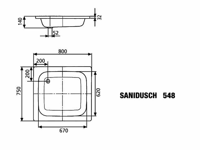 KA DW SANIDUSCH Mod.548,750x800mm, alpinweiß