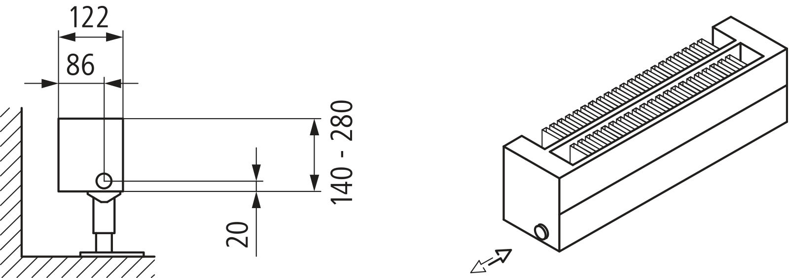 Kermi Konvektor Typ22 BH70x122x1200mm QN486, weiß, 6bar, o. Abd, AB 14