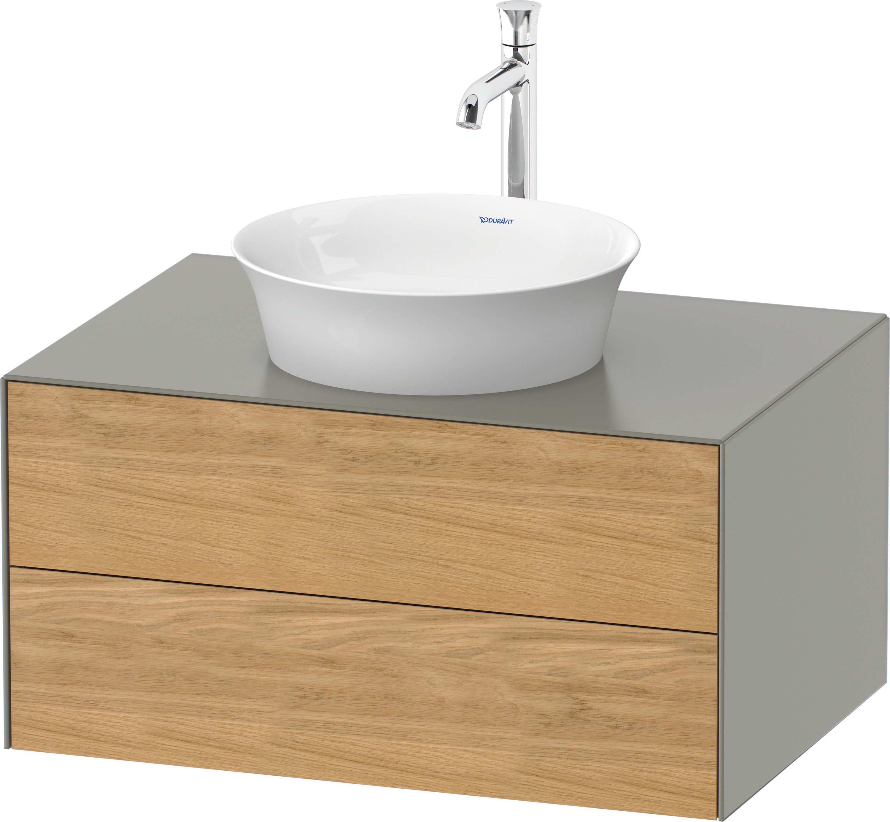 Duravit WTU White Tulip wandhängend, 2 SchKa 408x800x550mm,Eiche N.M/Steingrau Sdm