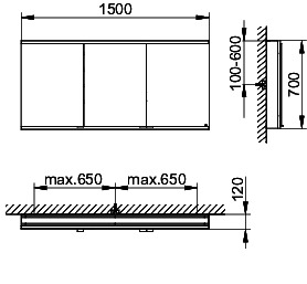 KEUCO Royal Modular 2.0 SPS, DALI 80032, Vorb,2Steckd,sb-elox,1500x700x120mm