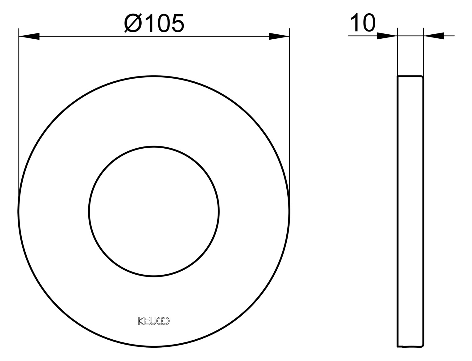 KEUCO Wandrosette IXMO 59556 f.Ab-u.Umstellv., rd. 105mm D sw