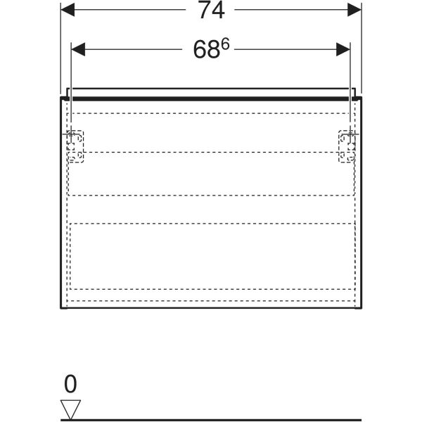 Geberit Acanto US für WT B:75cm, 1 Schubl. 1 i.Schubl., weiß hgl.