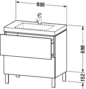 DU WTU L-Cube m. Vero Air 698x800x480mm o.HL, 2 Auszüge, Graphit Matt