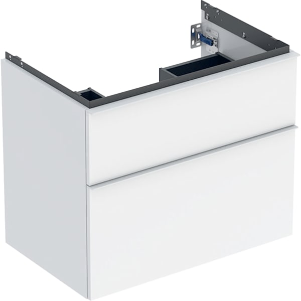 Geberit iCon Unterschrank für WT, 2 Schubl. 74x61,5x47,6cm, weiß hgl./Gr. weiß matt