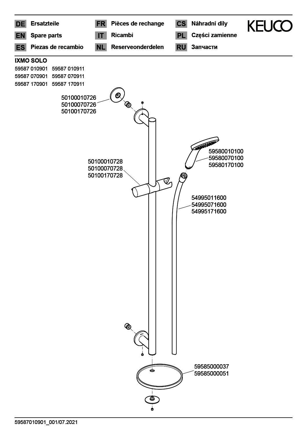 KEUCO Brause-Set IXMO 59587, mit Ablage weiß, rund, verchromt