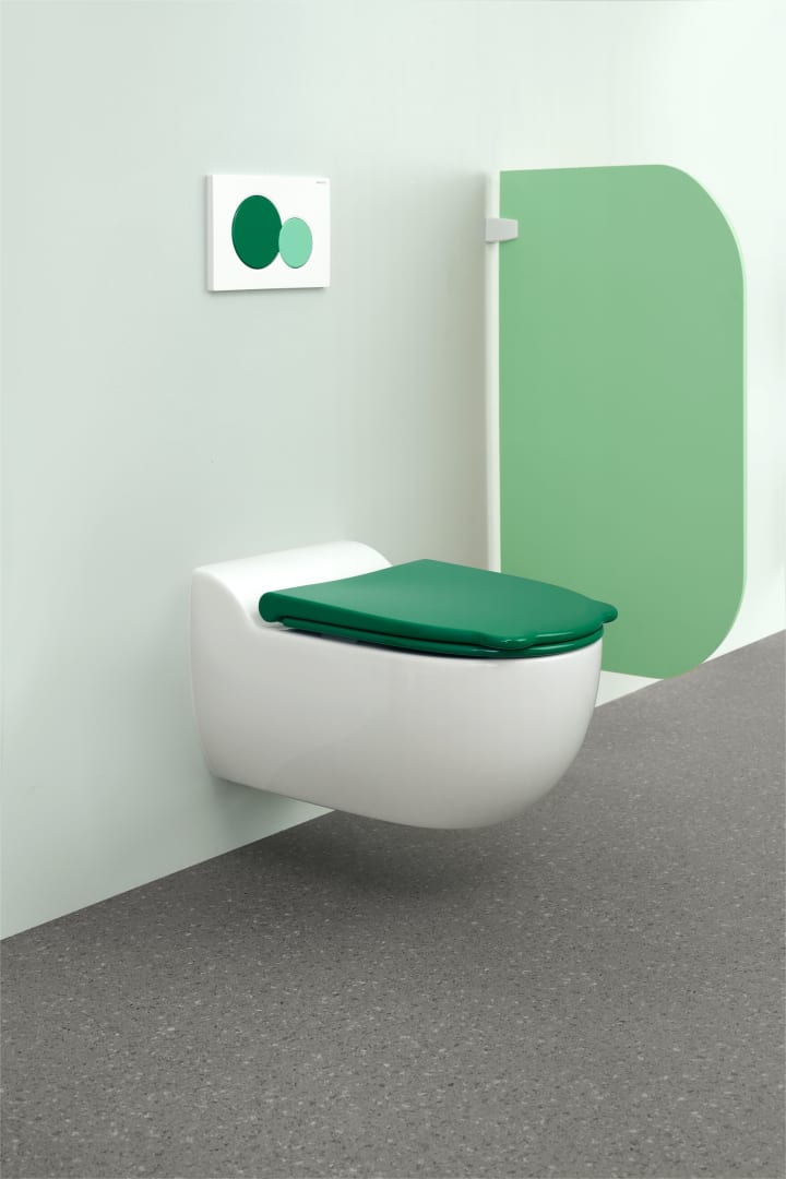 Geberit Sigma01 BetPl., rund, 2-Mengen-Sp. weiß glänzend/grün glzd /hellgrün glzd