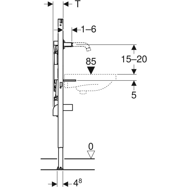 Geberit Duofix Element für Waschtisch 112-130 cm Geberit ONE Wandarmatur