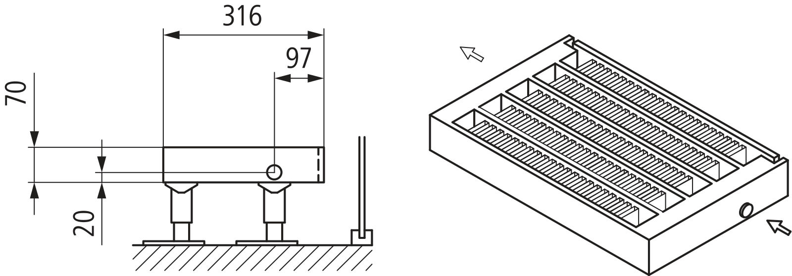Kermi Kon m. Str. Typ55 BH280x316x2600 QN7462, weiß, 6bar, m. Abd., AB Uni.