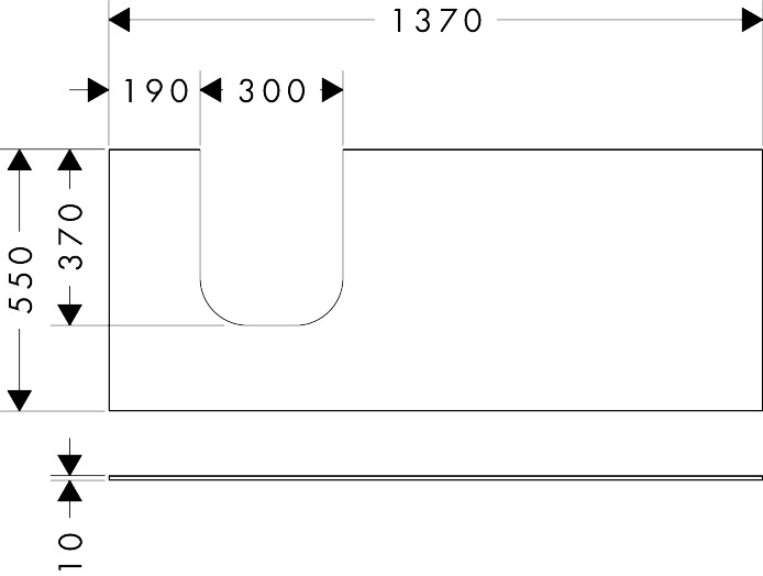 Hansgrohe Konsole Xevolos E 1370/550mm m.Ausschnit.li f.WTge 500/480mm SBma
