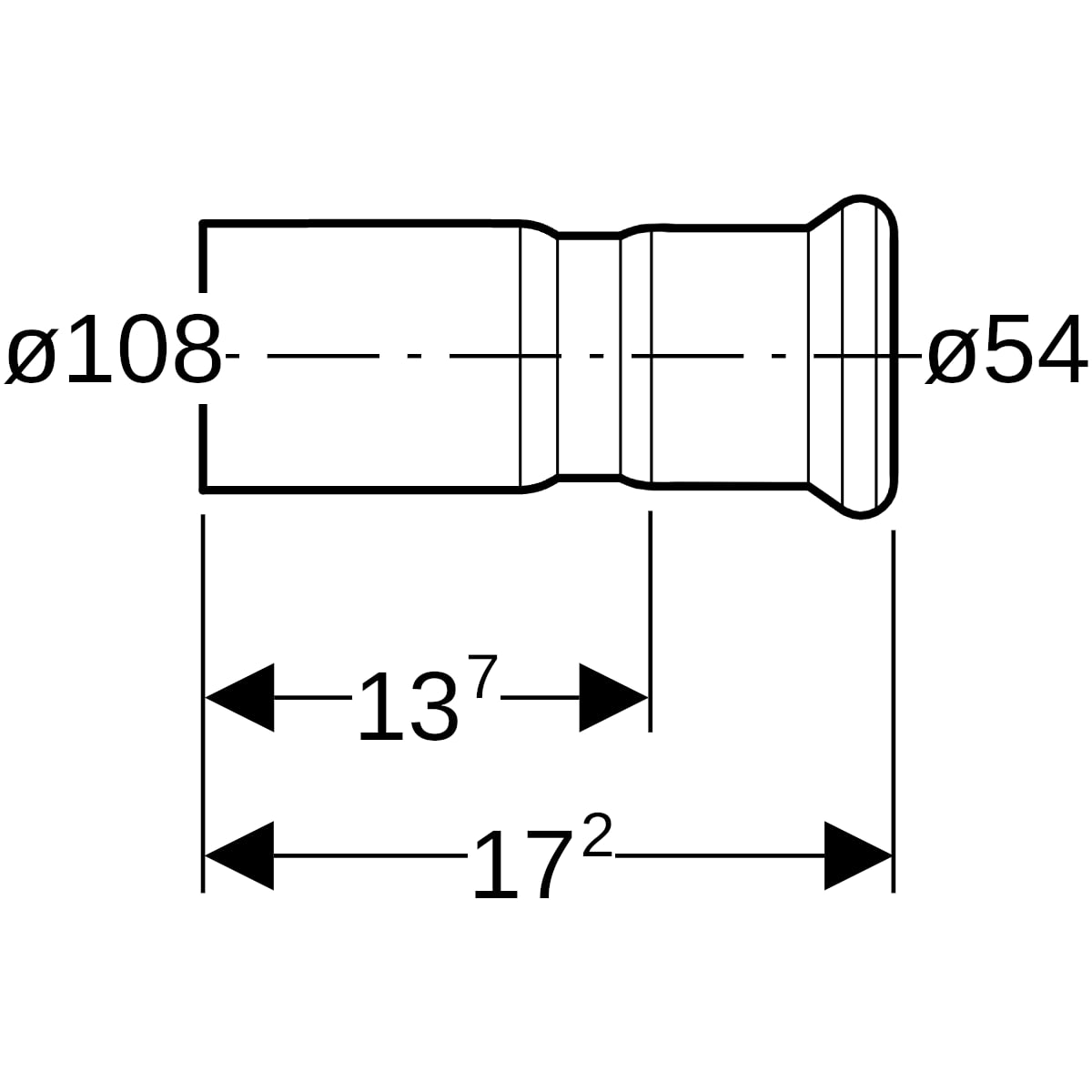 Geberit Mapress Therm Reduktion mit Einschubende d108-54