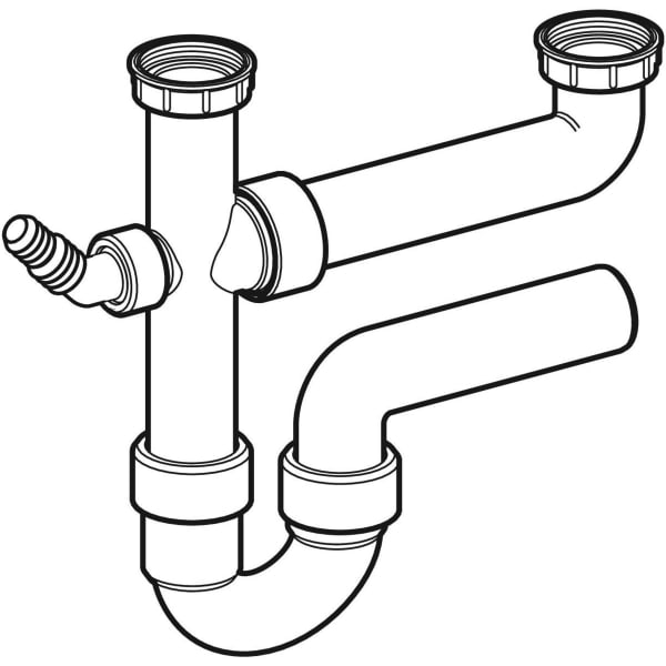 Geberit Rohrbogengeruchsverschluss für zwei Spülbecken Abgang horiz. G1 1/2x50 OM