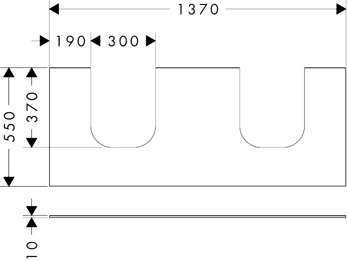 Hansgrohe Konsole Xevolos E 1370/550mm m.2 Ausschnit.f.WTge 500/480mm Mattweiß