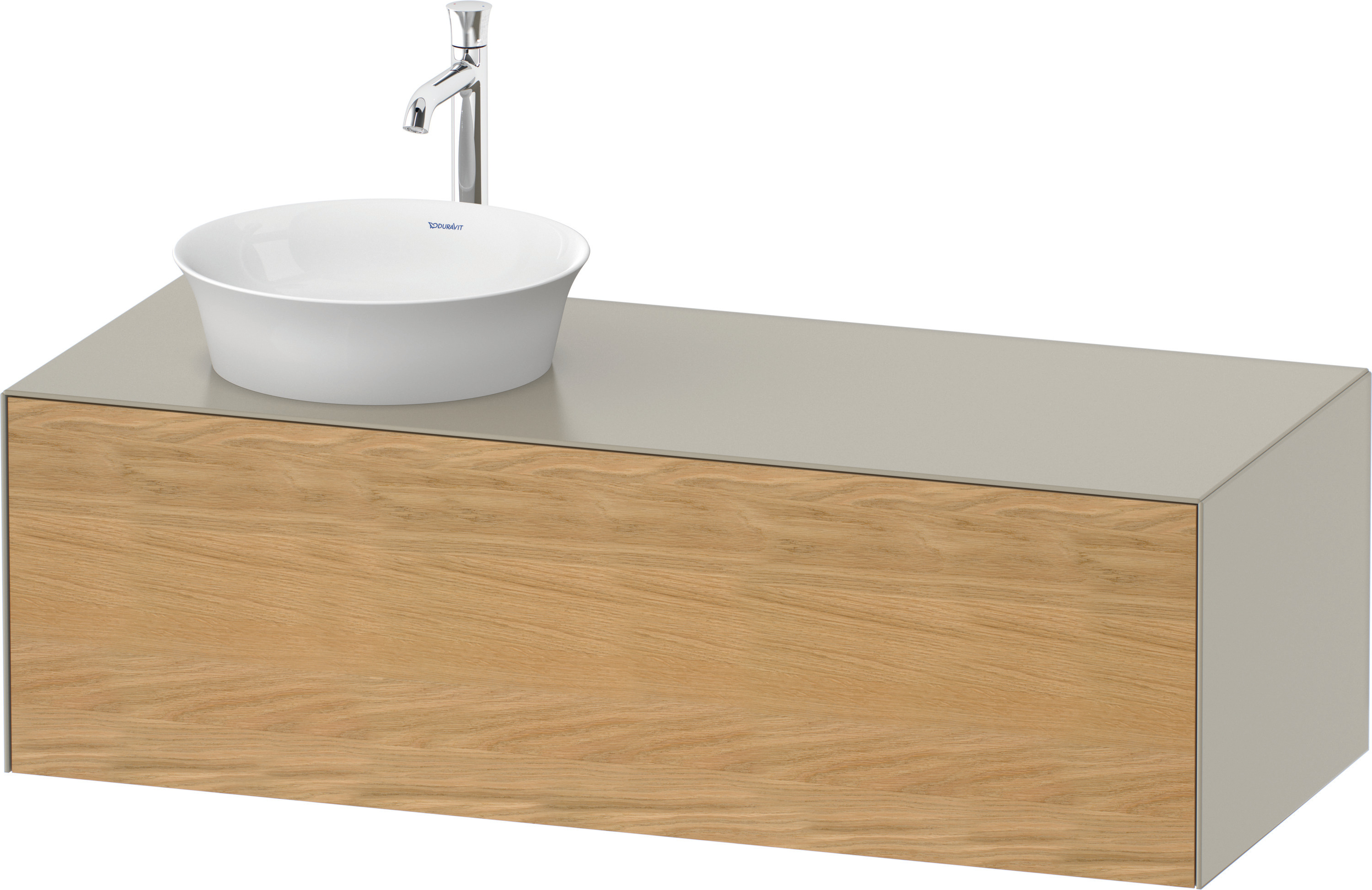 Duravit WTU White Tulip wandh,1 Auszug,B li. 408x1300x550mm,Eiche N.M/Taupe Sdm