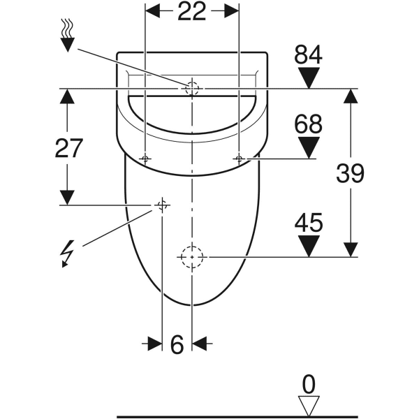 Geberit Flow Urinal, Zulauf von hinten Abgang nach hinten, weiß