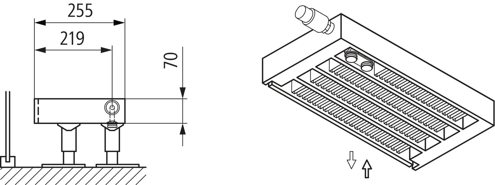 Kermi V-Kon S Typ22 BH210x133x1800mm QN1681,RAL9016,6 bar,m.Abd,Vent. re
