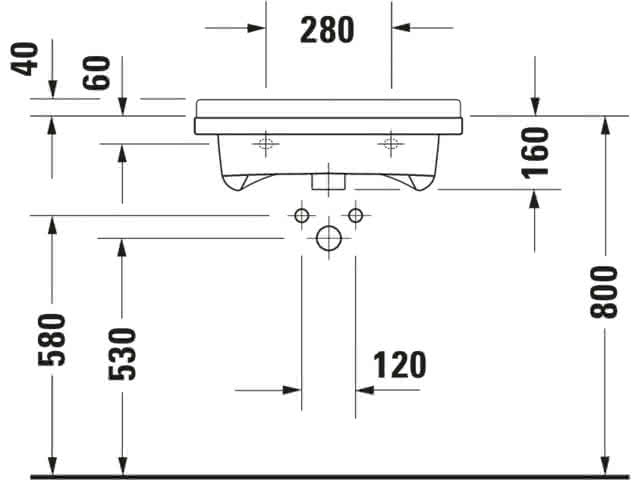 DU Waschtisch Starck 3 Vital 600 mm mit ÜL, mit HLB, 1 HL, weiß