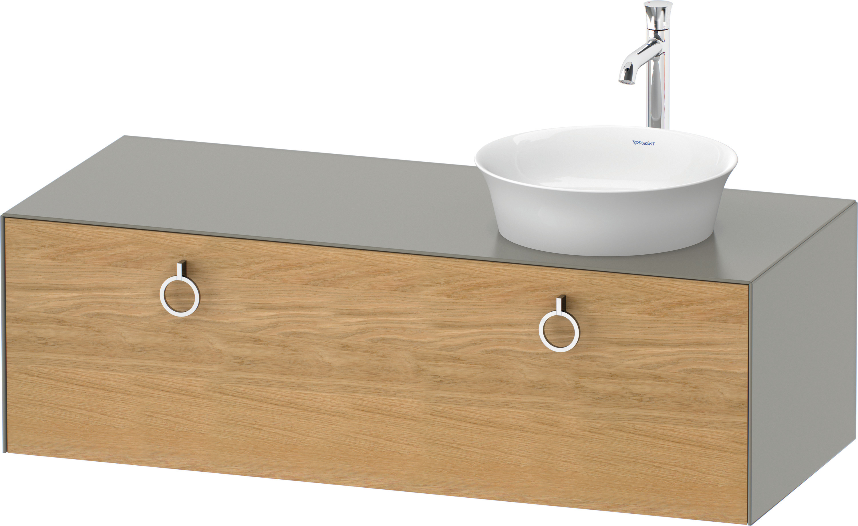 Duravit WTU wandh.White Tulip,1 Aus.,m.Griff Aus.r,408x1300x550,Eiche N.M./St.gr.Sdm
