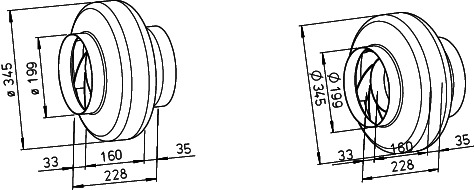 Helios RR EC 200 A Rohrventilator EC 1-PH 50/60Hz regelbar DN 200