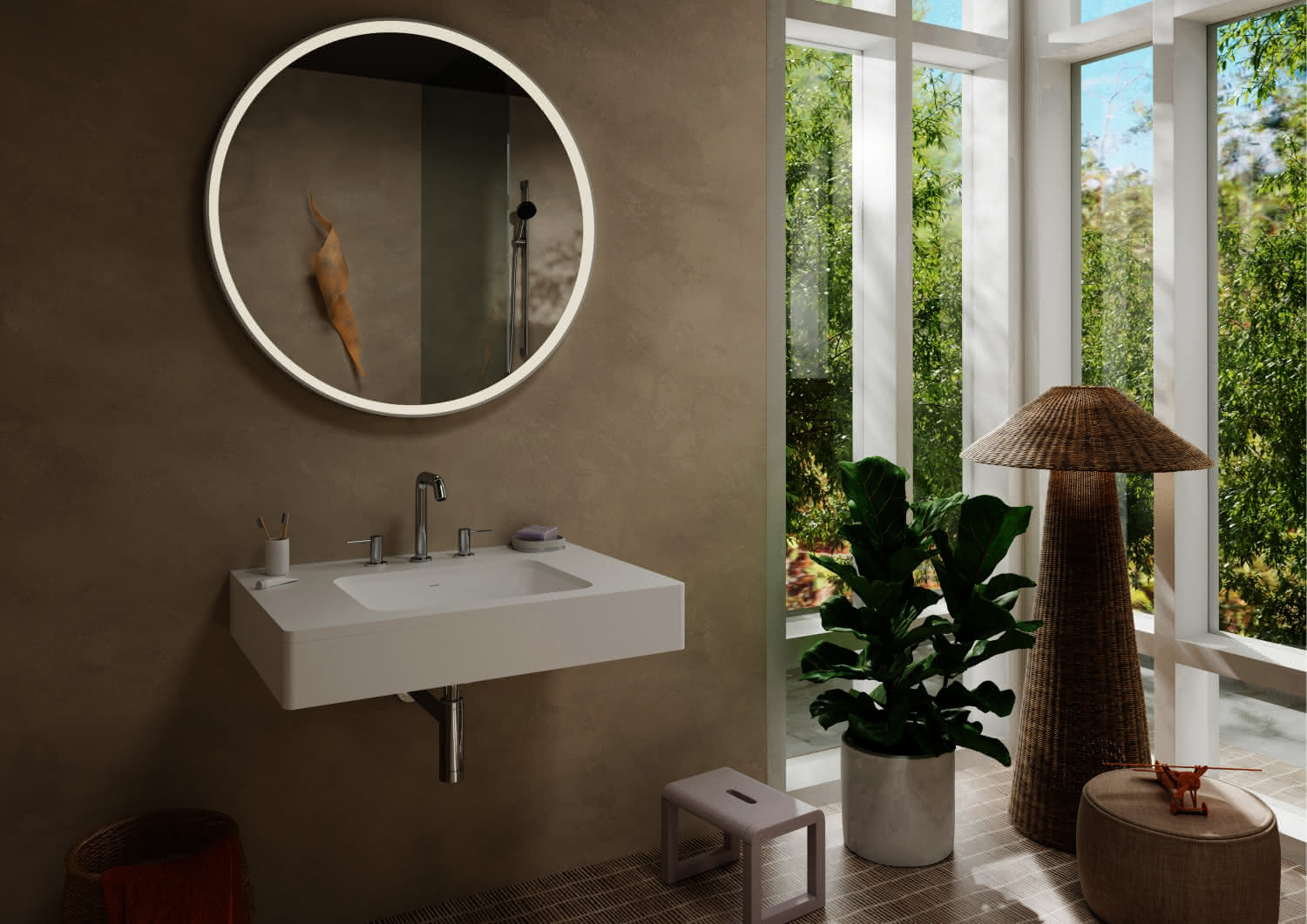 Hansgrohe 3-Loch WTA 150 Tecturis S mit Push-Open Ablaufgarnitur chrom