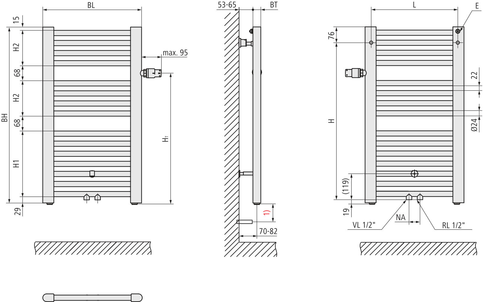 Kermi Basic plus, BH 1770x899x35 mm QN 1433 W, RAL 9016, Ventil rechts