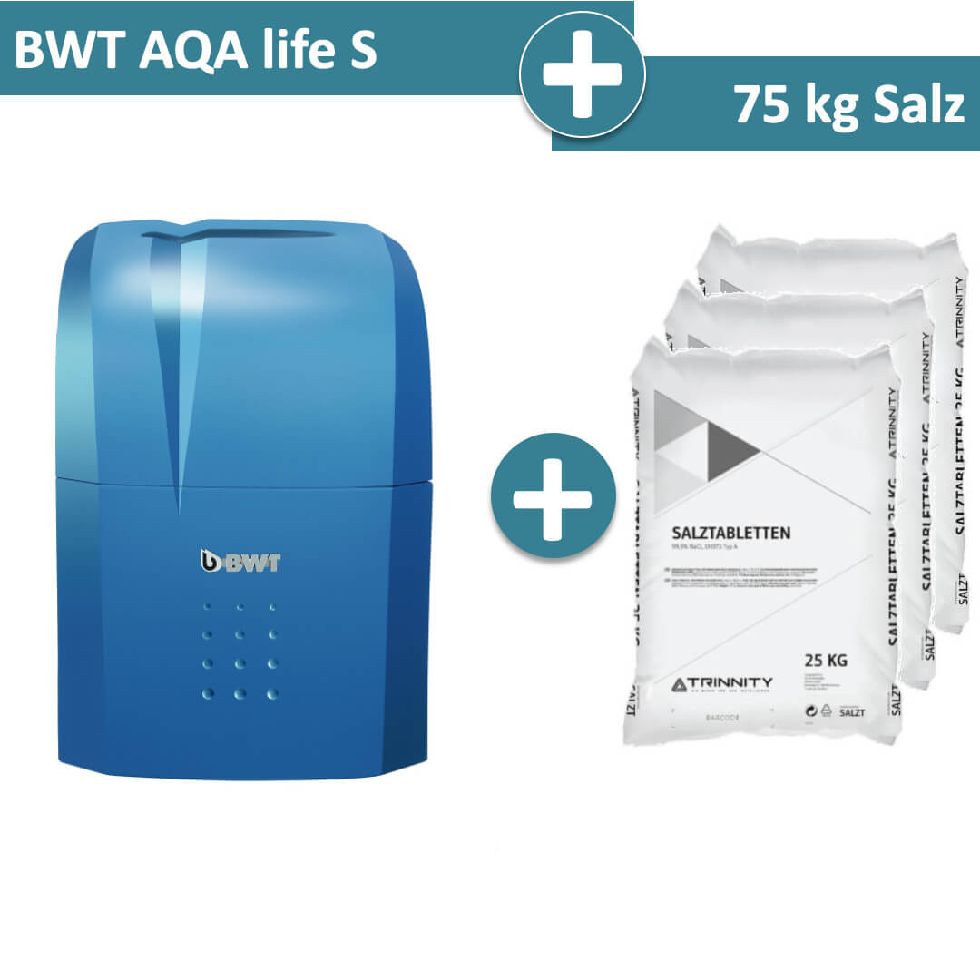 BWT Weichwasseranlage AQA life S inkl. Anschlusstechnik mit 75 kg Salz