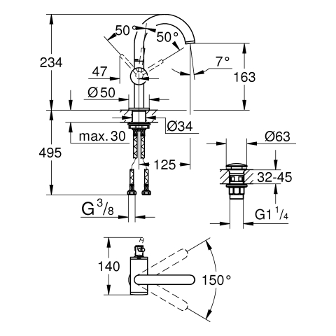 GROHE Einhand-Waschtischbatterie Atrio 24363 M-Size warm sunset gebürstet