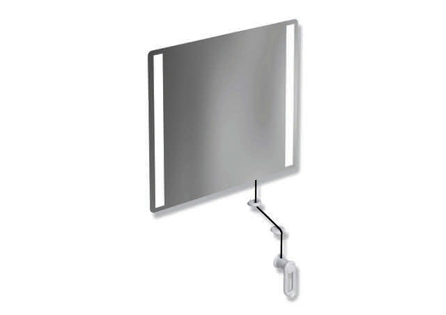 HEWI Kippspiegel LED basic, B:600mm H:540mm signalweiß