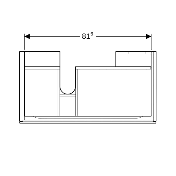 Geberit Xeno2 Unterschrank f. WT m. Ablg. re m .1 Schubl., 88x22x46,2cm, weiß