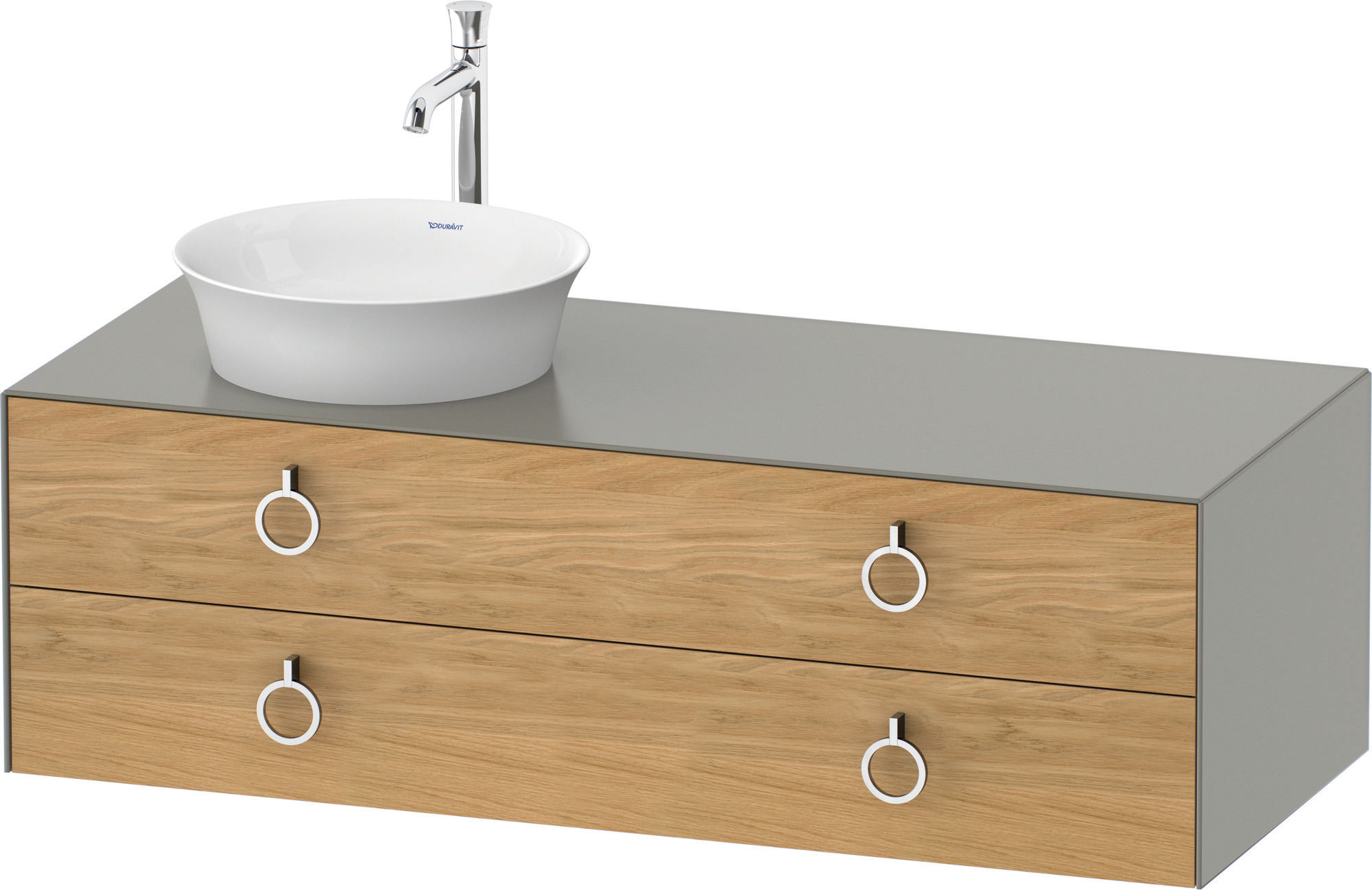 Duravit WTU wandh.White Tulip,2Schk.,m.Griff Aus.l,408x1300x550,Eiche N.M./St.gr.Sdm