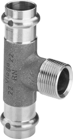 Viega T-Stück mit SC Sanpress 2217.1 in 18mm x R3/4 x 18mm Rotguss