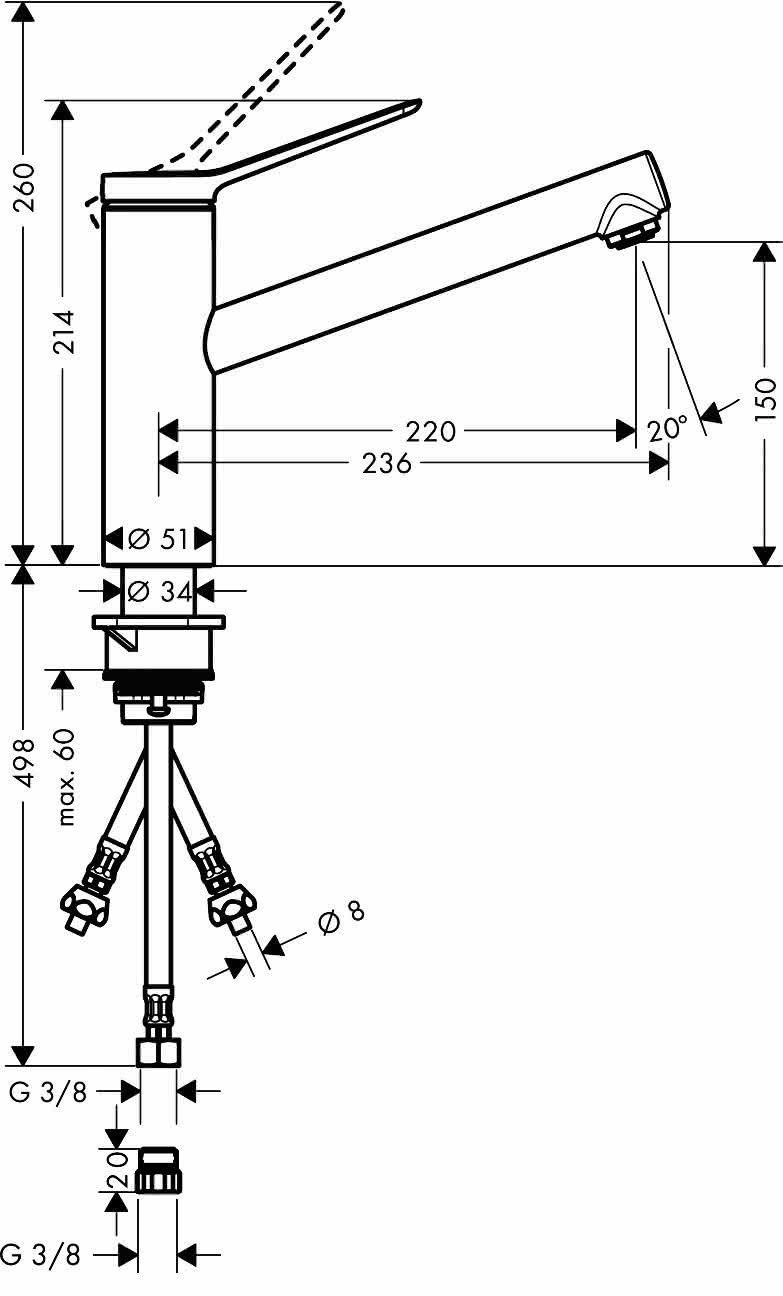 Hansgrohe Spültischmischer 150 Zesis M33 Niederdruck 1jet BSO