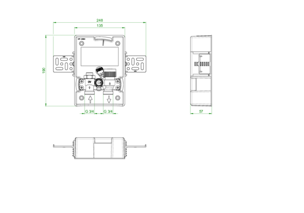 OVENTROP-Unibox E BV vario Bypass, ohne Abdeckung