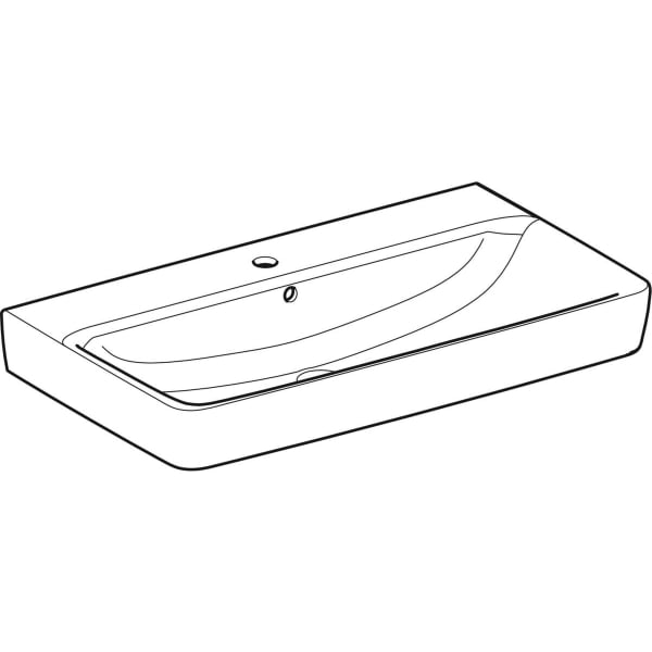 Geberit Renova Plan Aufsatzwaschtisch 85x48cm m. Hahnloch, m. Ül., weiß, KeraTect