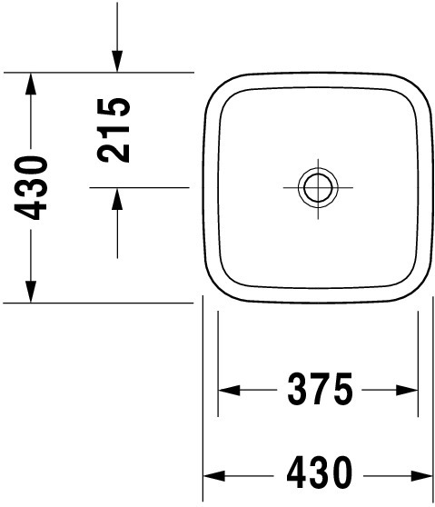DU Aufsatzbecken DuraStyle 430 mm o.ÜL, o.HLB, geschliffen, weiß