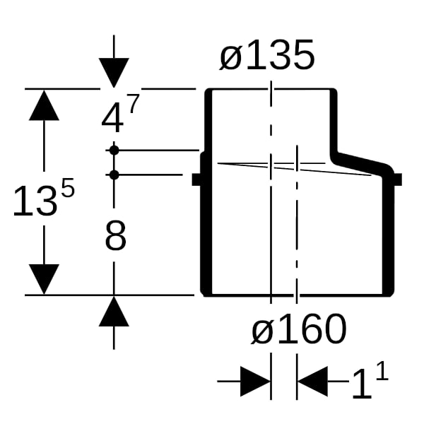 Geberit Silent-db20 Reduktion exzentrisch d160/135
