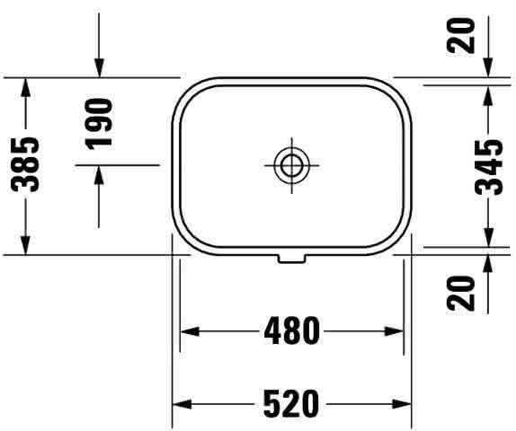 DU Einbauwaschtisch Happy D.2 480 mm EB v.unten, mit ÜL, ohne HLB, weiß