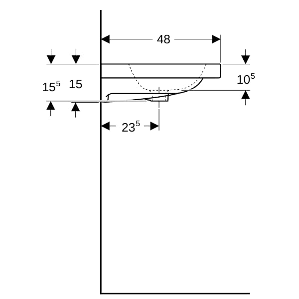 Geberit iCon Light Waschtisch 120x48cm zwei Hahnlöcher, o. Überlauf, weiß
