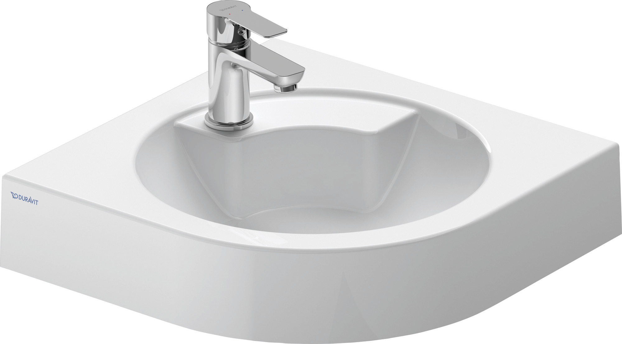 DU Eck-Waschtisch Architec 635 mm o.ÜL,m.HLB,HL li.,HL-Vst.re.,weiß
