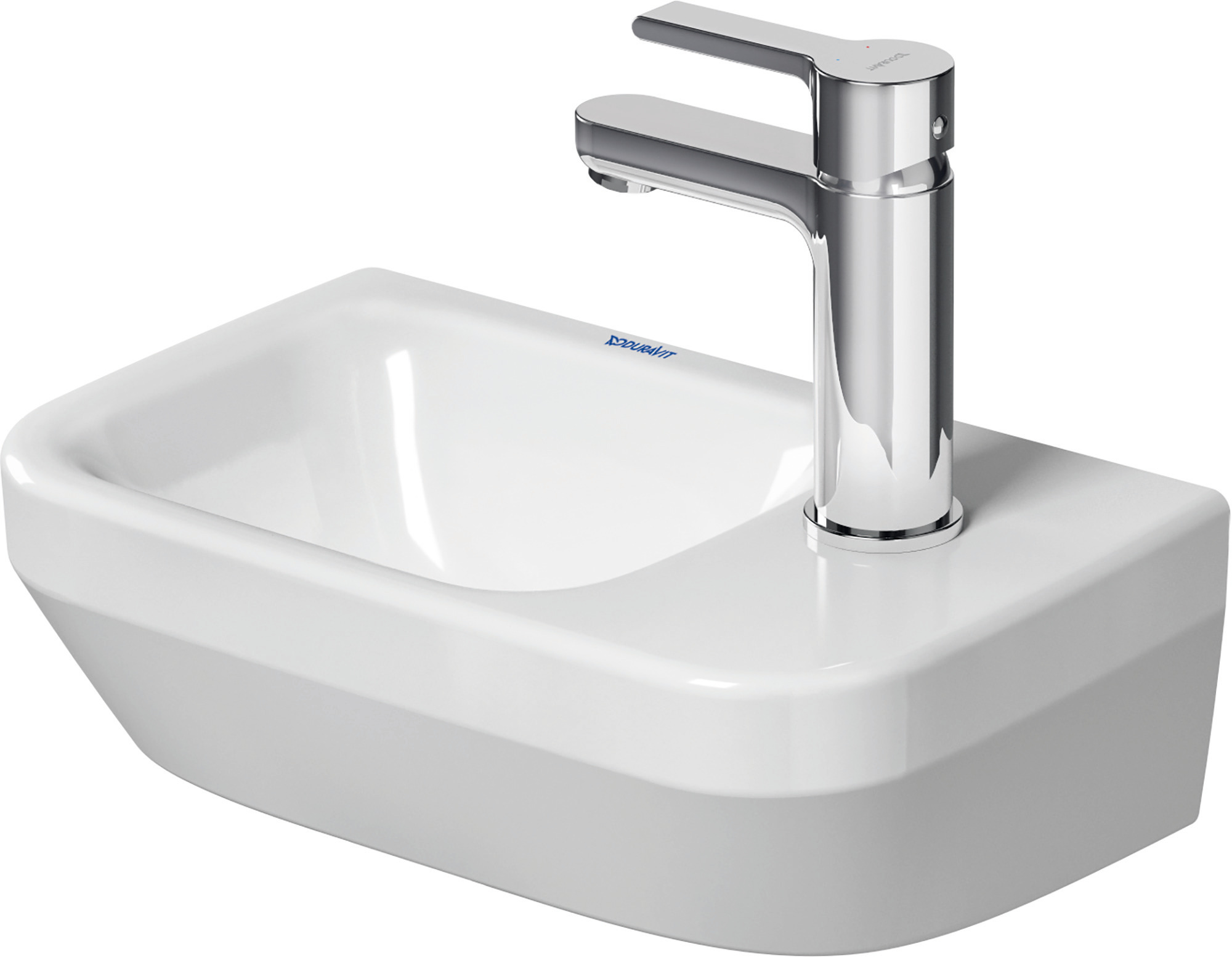 DU Handwaschbecken DuraStyle, Weiß 360x220mm,o.ÜL,m.HLB,HL re,Bef.inkl.