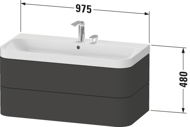 DU WTU m. Happy D.2 Plus, 2 SchK., ohne HL, 480x975x490mm, Leinen
