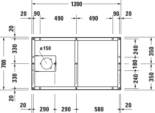 Duravit Fußgestell für Duschwanne Tempano 1200x700mm