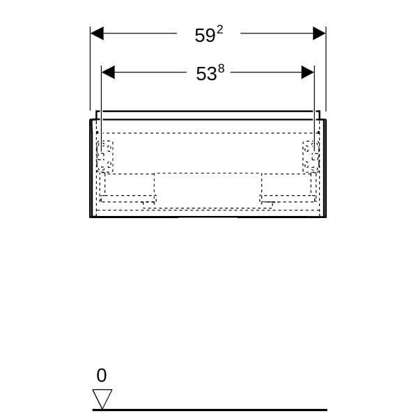 Geberit ONE Unterschrank für WT/-Platte 1 Schubl., 59,2x26,6x47cm, Nussb.hickory