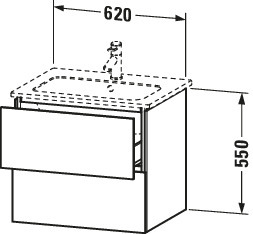 DU WTU wandh. L-Cube 481x620x550mm 2 SchKa, f.233663, weiß matt