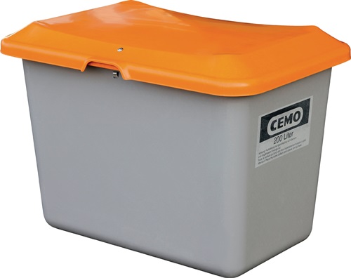 Streugutbehälter L890xB600xH640mm 200l GFK grau/orange o.Entnahmeöffnung CEMO Streugutbehälter L890xB600xH640mm 200l GFK grau/orange o.Entnahmeöffnung CEMO