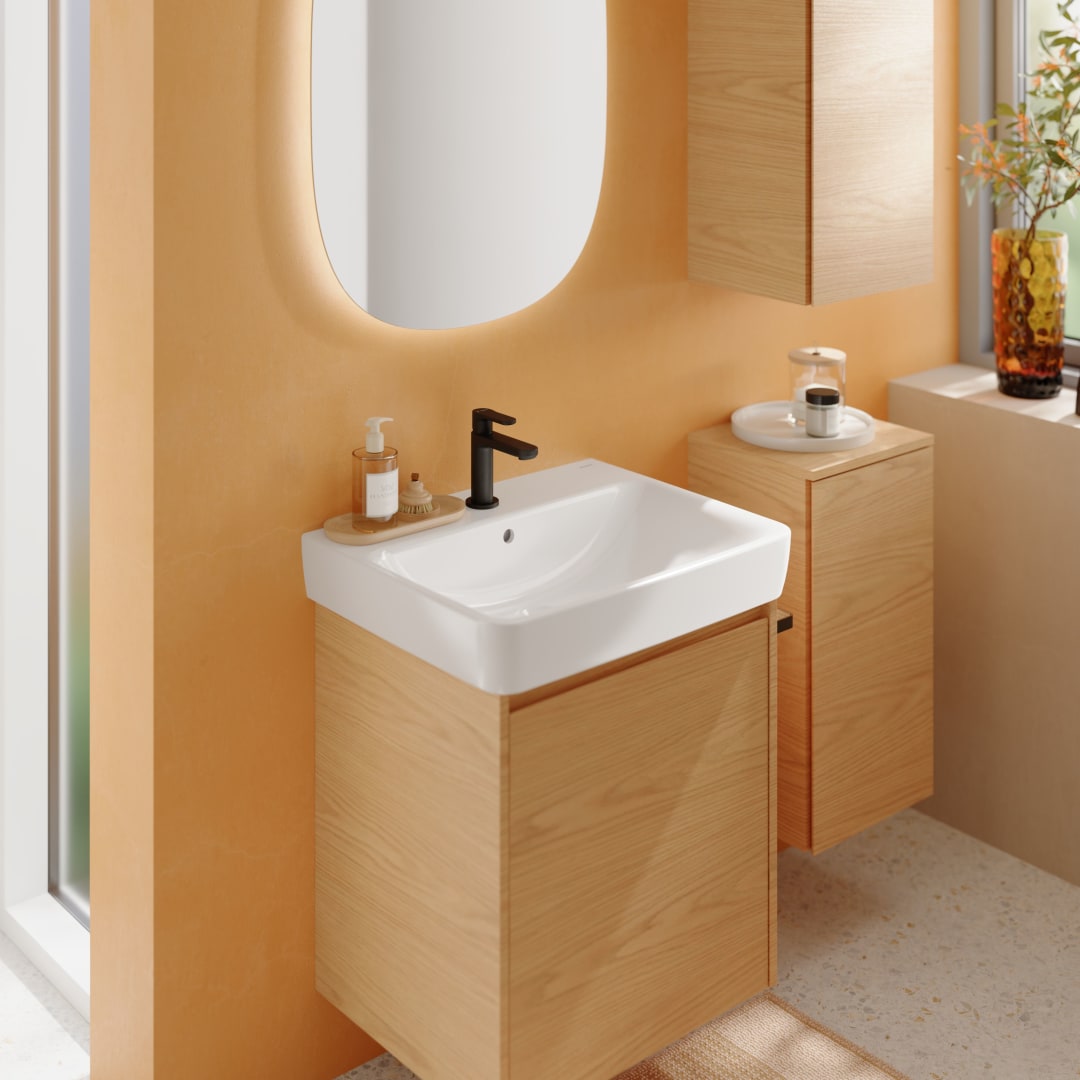 Geberit Renova Plan US für WT, mit 1 Tür 54,6x60,6x44,6cm, Eiche natur