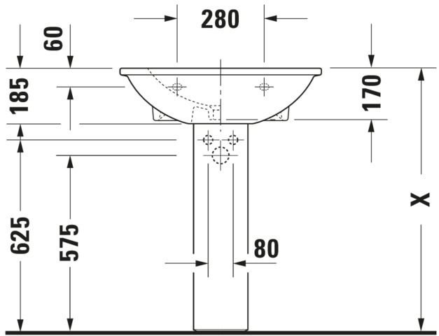 DU Waschtisch Darling New 650 mm mit ÜL, mit HLB, 1 HL, weiß